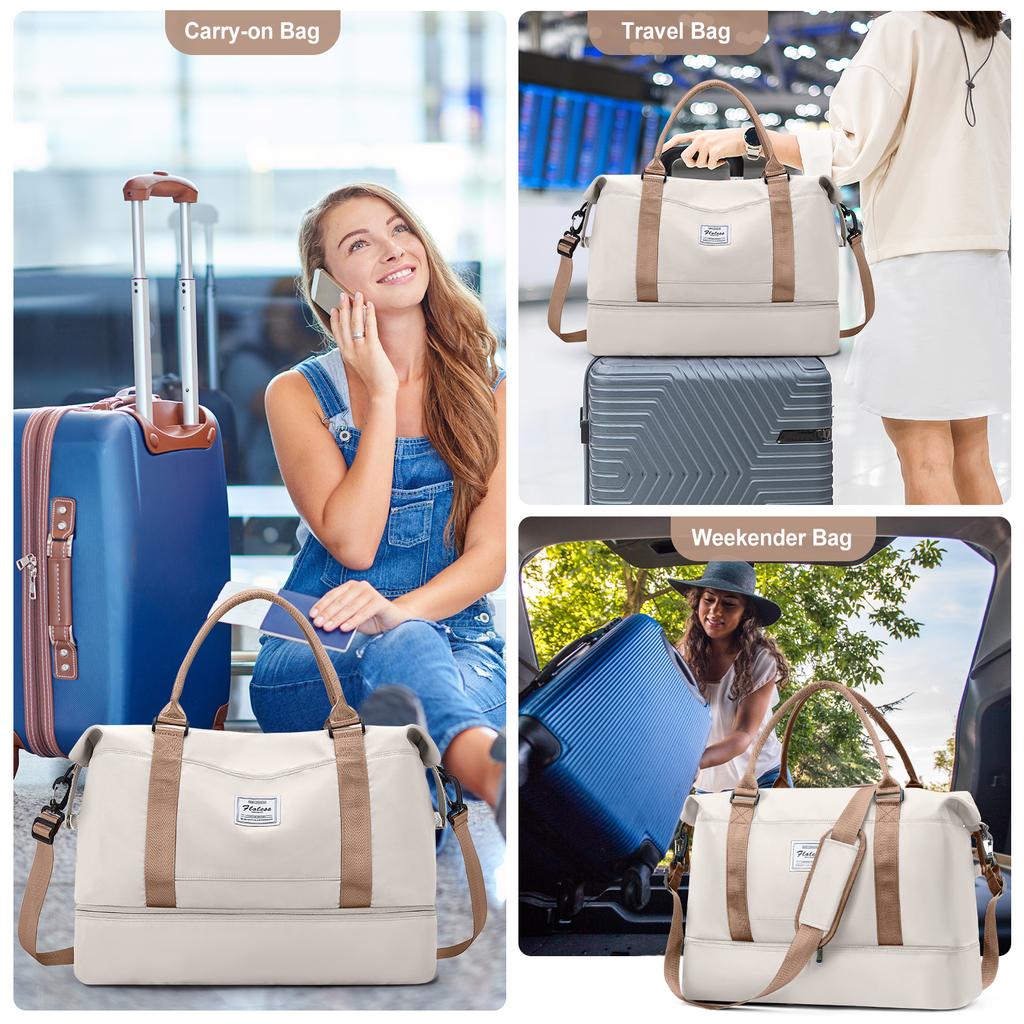 Weekender Bags For Women,Personal Item Travel Bag With Shoes Compartment,Overnight Travel Duffel Bag With Toiletry Bag