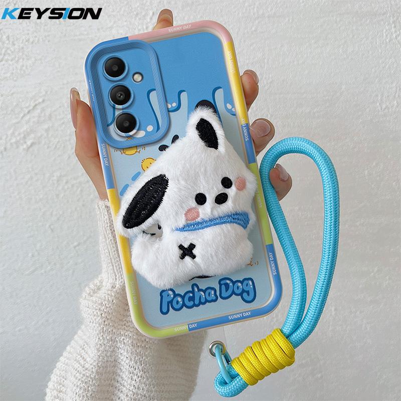 

KEYSION милый 3D мультяшный плюшевый чехол для Samsung A54 5G A34 A24 A14 со шнурком силиконовый противоударный чехол для телефона Galaxy A04S for Samsung A24