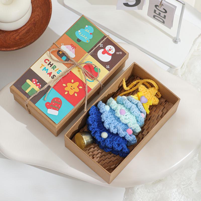 Cross-border Plush & Yarn Crochet Christmas Ornaments, Small Tree Decor & Car Pendants