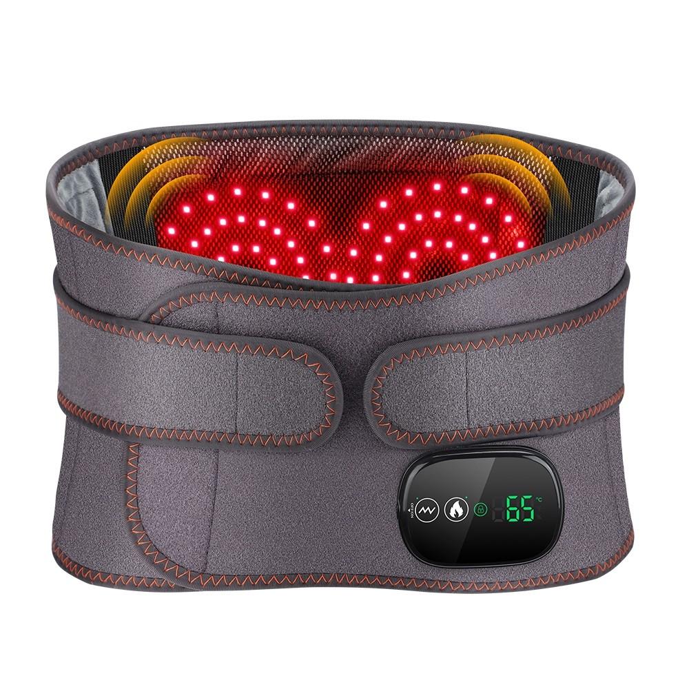 Cordless Lumbar Heating Pad 3 Heating & Vibration Modes Lower Back Massager Rechargeable Red Light Therapy Lumbar Support Belt