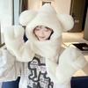 Winter Warm Bear Plush Hat Scarf One-Piece Cute Plush Gloves Neck Collar Hooded Thickened Warmth And Windproof