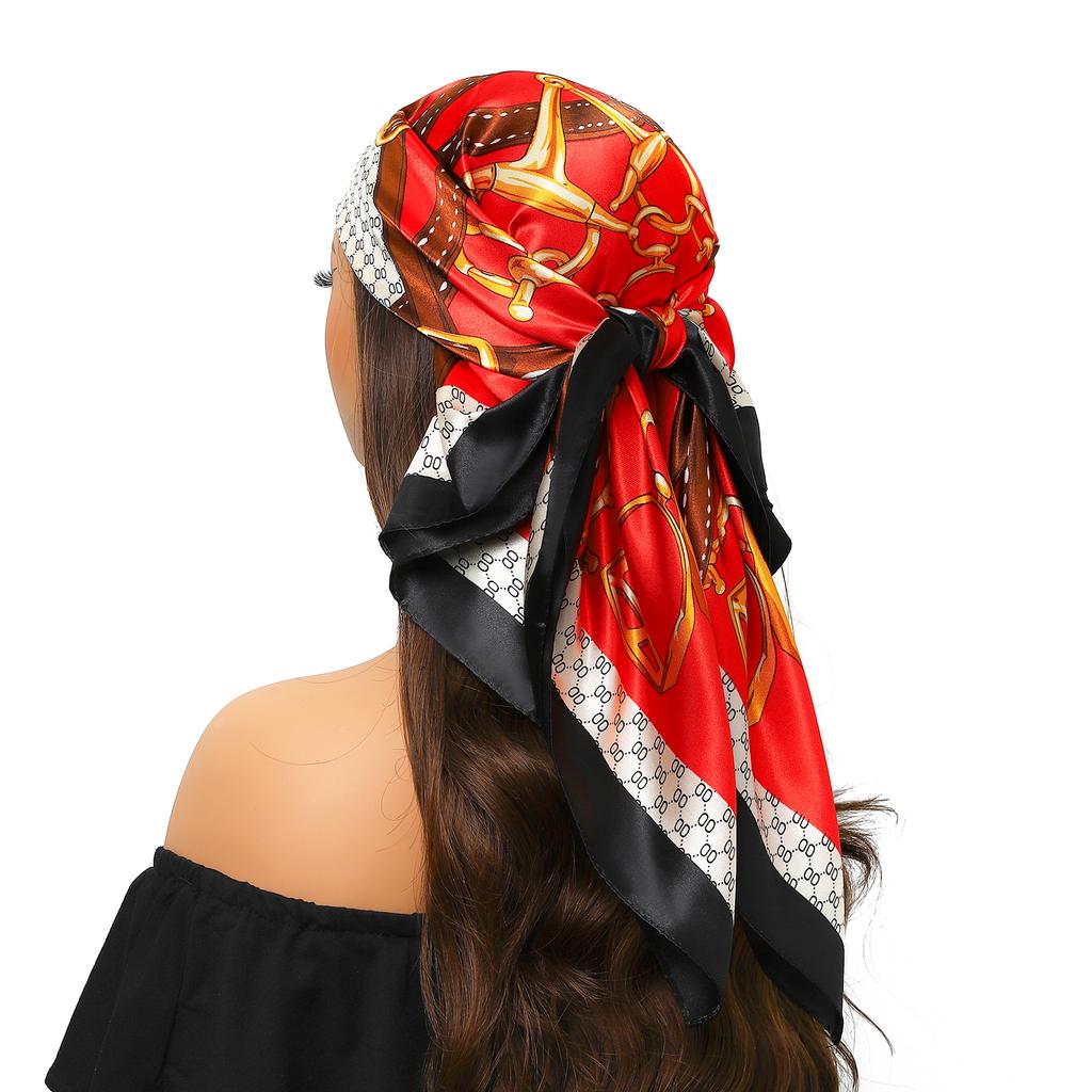 Silk Scarves Women Luxury Brand Summer Fashion Designer Head/Hair Scarf 90*90cm Hijab Bandana Cheveux Foulard Femme 90X90CM