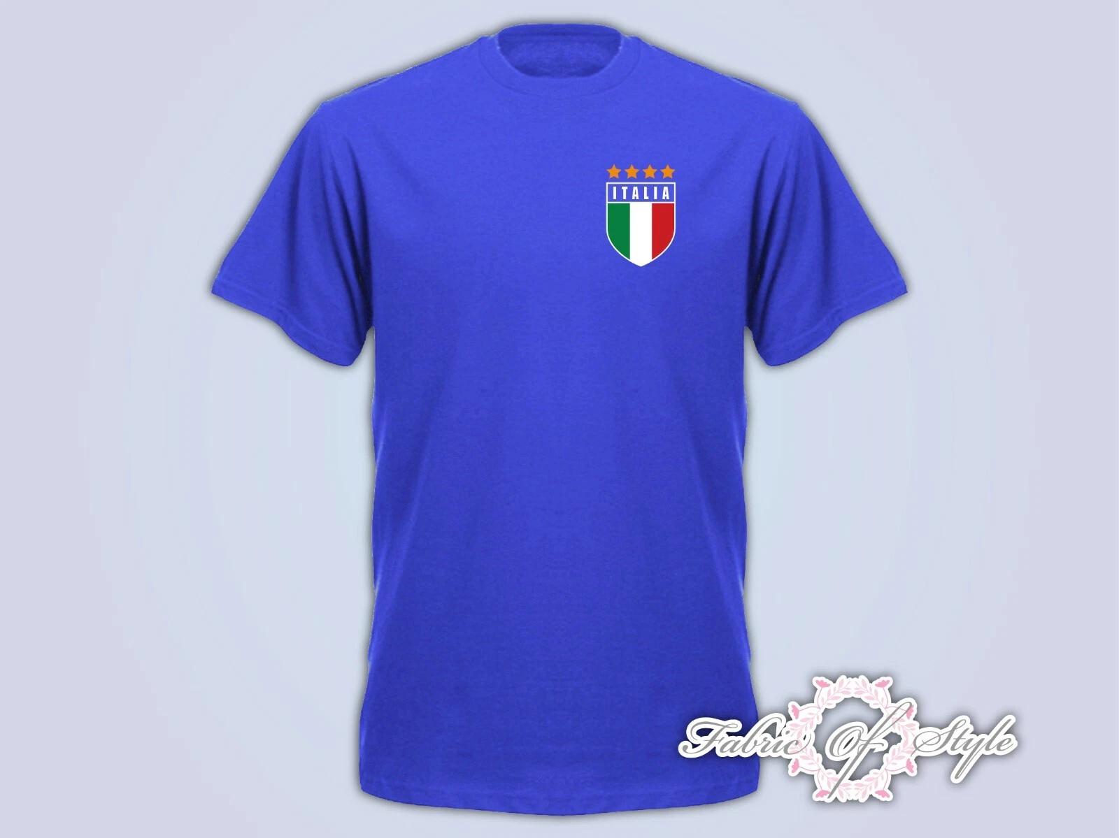 Retro Italy Football T Shirt Italia Italian T- Shirt - Royal S