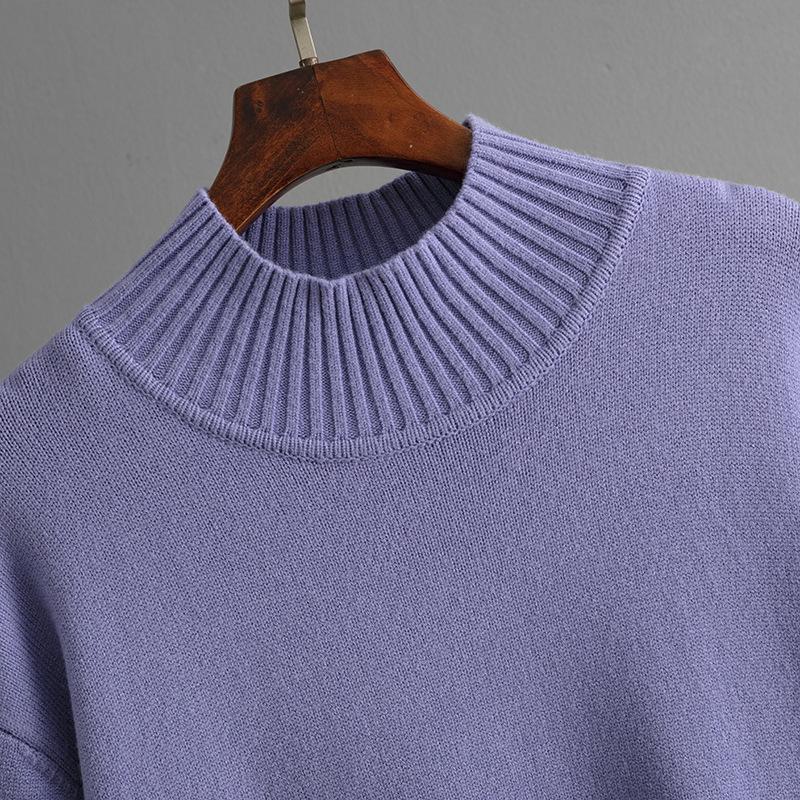 Höst Vinter Bekväm Ledig Vind Lös Hög Krage Tröja Kostym Dam Långärmad Stickad Vid Klänning