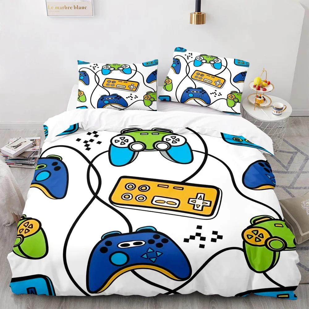 Ensemble Housse de Couette Imprimée Jeu Manette de Jeu Vidéo Ensemble de Literie pour Enfants Adolescents Garçons Chambre Housse de Couette avec Taie d'Oreiller