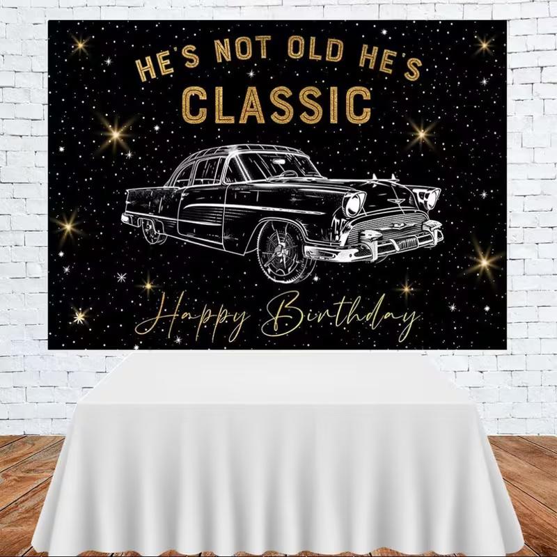 2D Black Gold Vintage Car Background for Adult Male Photoshoots