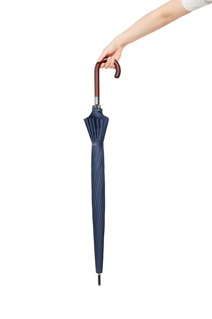 Waterfront Long Umbrella Solid 16 Ribs with Beautifully Curved FRP Grade "16K Jump" Gray, 65cm, Ribs, Water-Repellent 4, One-Touch Button, Men's,