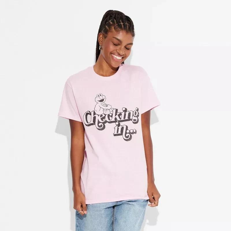 Sesame Street Womens Elmo Checking In... Pink Shirt New Large 3XL