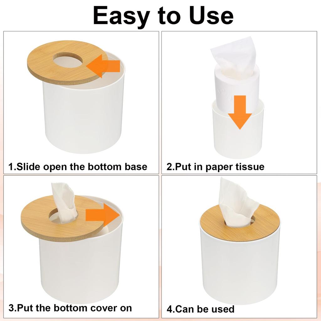uxcell Round Tissue Box Cover with Lid, Toilet Paper Holder for Home, Bathroom, and Office Use, White