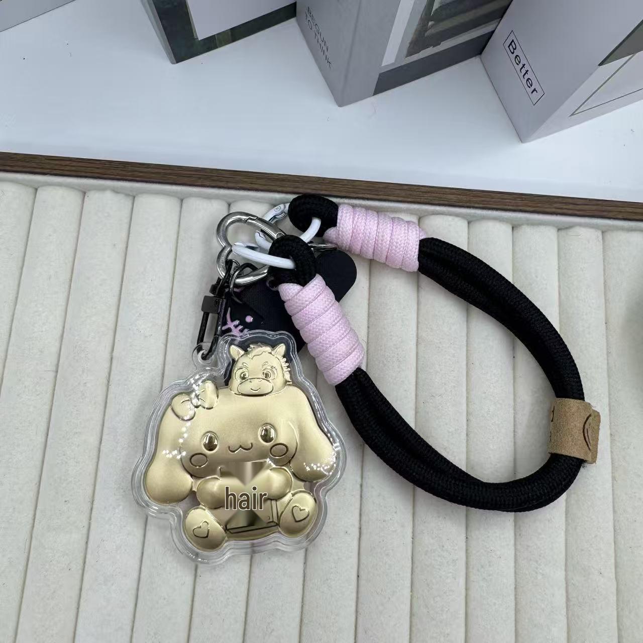 Cinnamoroll 999 Fine Gold Cartoon Phone Charm Keychain Includes Gold