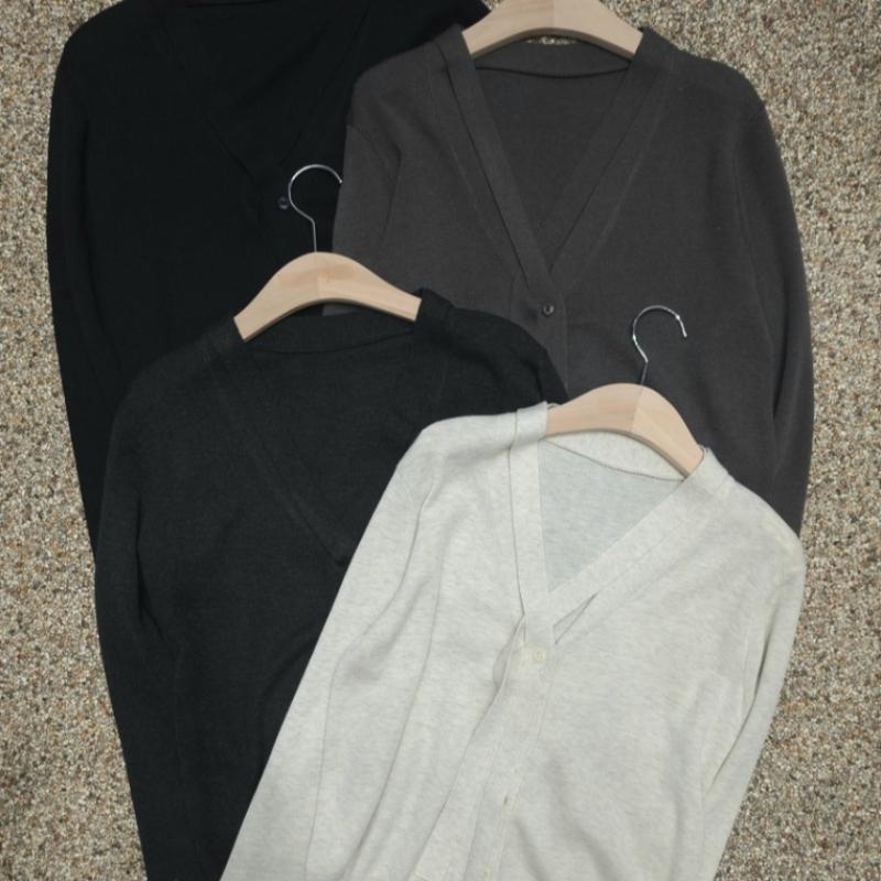 Shop   Women S Y Button Dbl Hem lS Knit Cardigan Charcoal 21dS Wcd260097