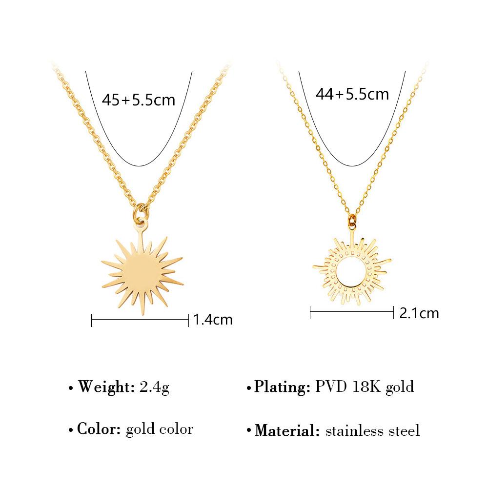 Wind Hexagram Sun Clavicle Chain Stainless Steel Pendant Color Retaining Color Retaining Titanium Steel Necklace