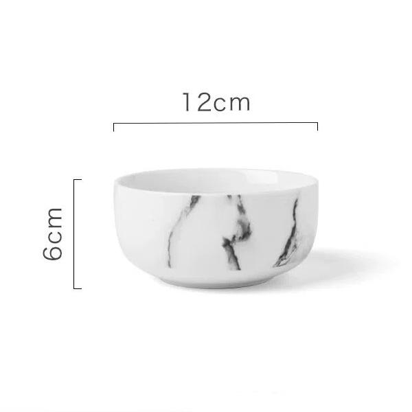 Nordisches Marmor Keramikschüssel-Set – Porzellangeschirr für Frühstück, Reis, Nudeln, Suppe