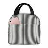 Vertical And Horizontal Diagonal Stripe Design Pattern Insulated Lunch Bag for Women Children Food Boxes Thermal Lunch Box Tote