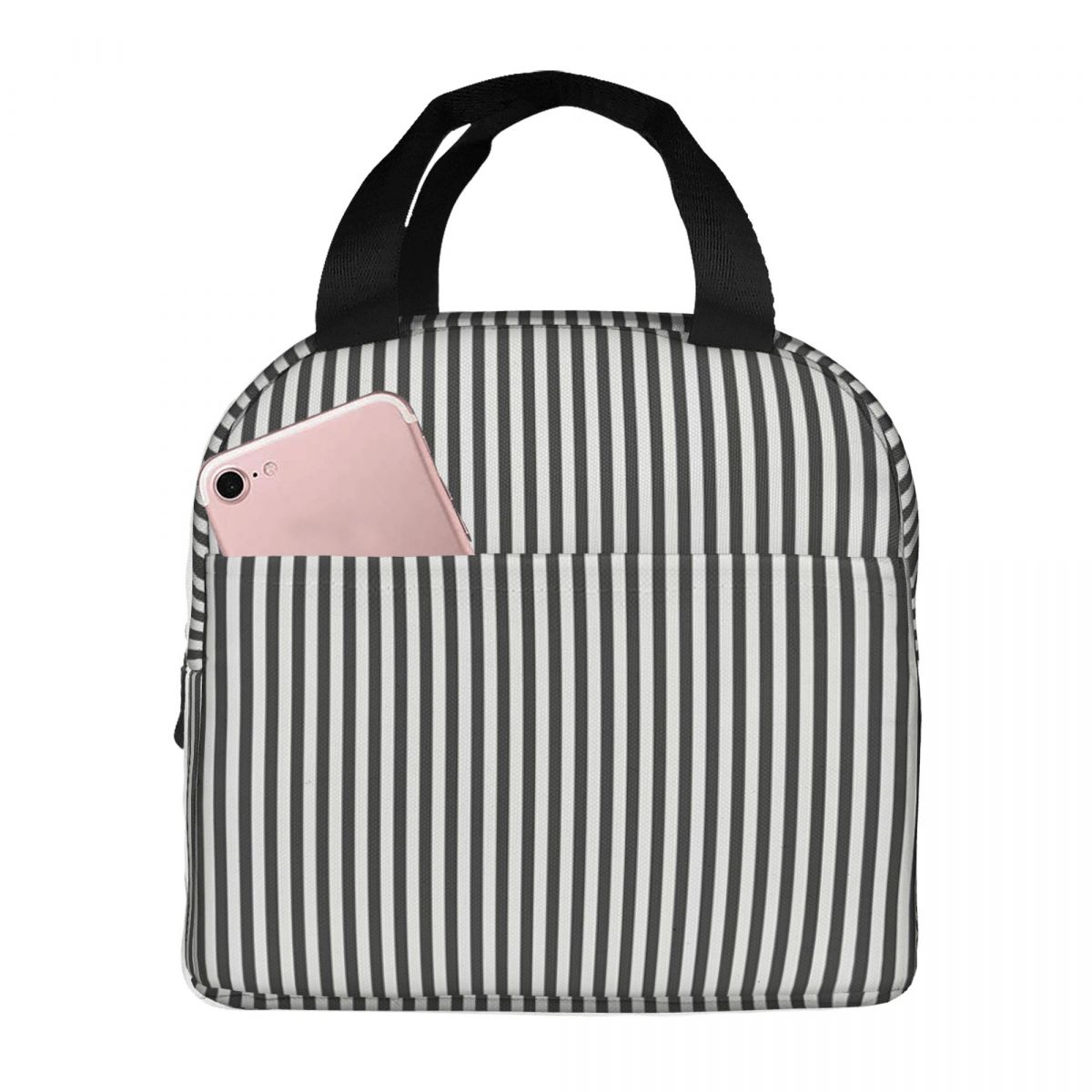Vertical And Horizontal Diagonal Stripe Design Pattern Insulated Lunch Bag for Women Children Food Boxes Thermal Lunch Box Tote One Size
