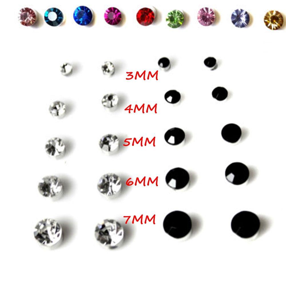 Crystal Round Shape Magnetic Fake Earring Studs No Piercing Gift For Friend Stimulating Acupoints