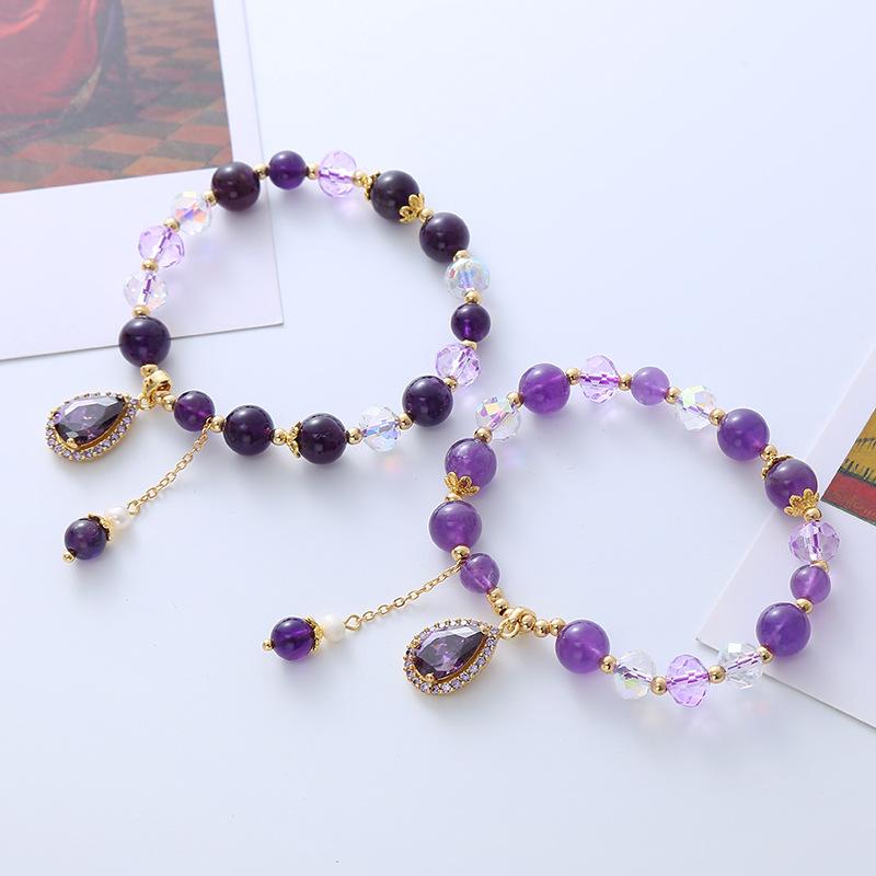 Natural Amethyst Bracelet Bangles Women Fashion Jewelry Accessories Gift