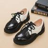 Boys' Black Leather School Shoes - Soft Sole, Floral Design, Korean Style