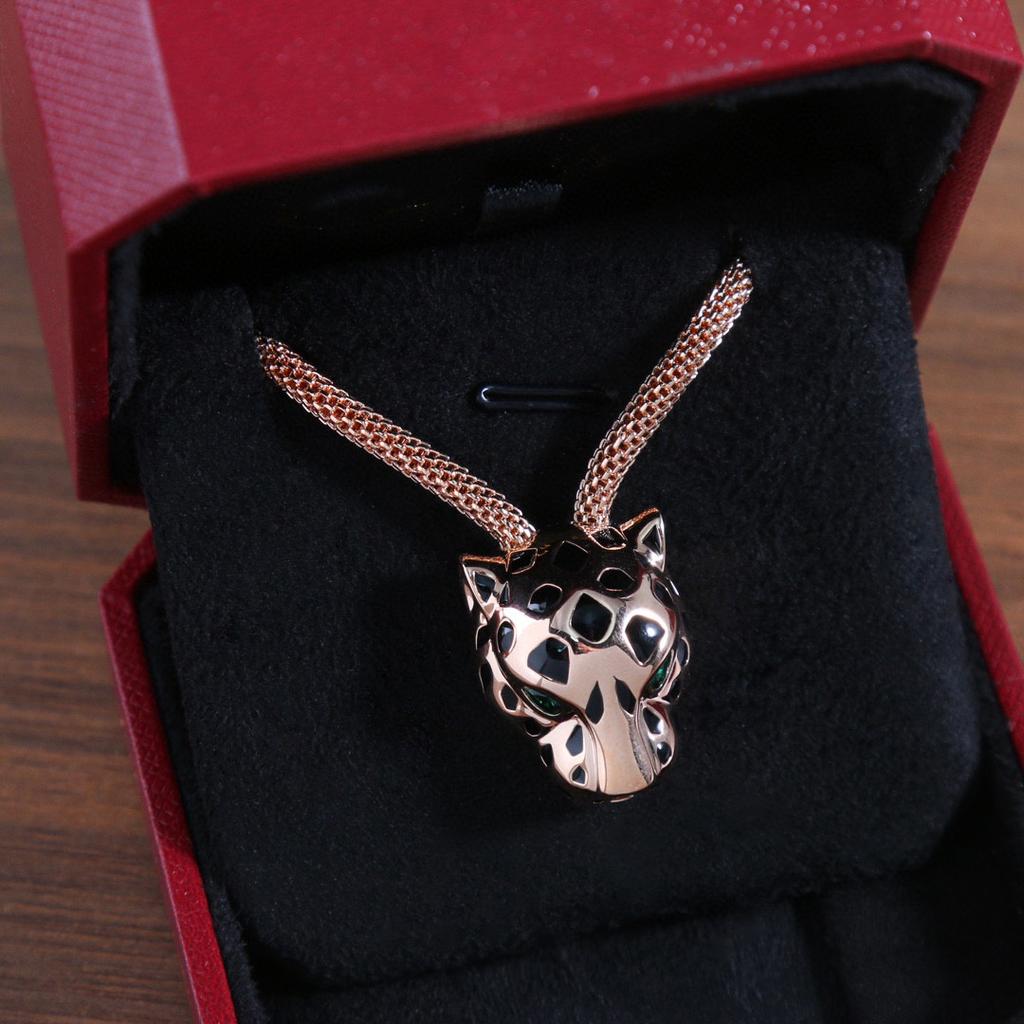 Hot Brand Vintage Diamond Necklace Luxury Jewelry  For Women Designer Pendant 925 Sterling Silver Lady Party Leopard Necklaces