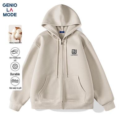 GENIOLAMODE Men's 300G Heavyweight Hooded Zip-Up Cardigan