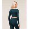 Gymshark Piping Long Sleeve Crop Top Deep Petrol Blue Smoke Blue Soft White B4c3t Udxp