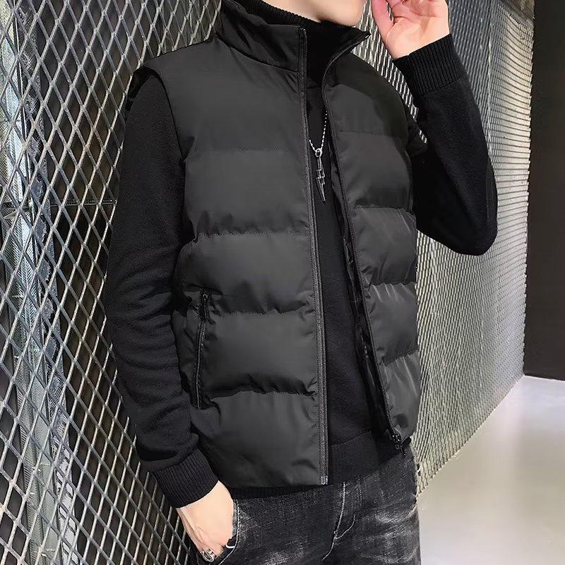 

Мужской теплый хлопковый жилет без рукавов с воротником-стойкой на осень/зиму 3XL чёрный