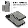 For iPhone 16 Plus Magnetic Case Leather Back Phone Cover with Detachable Card Bag