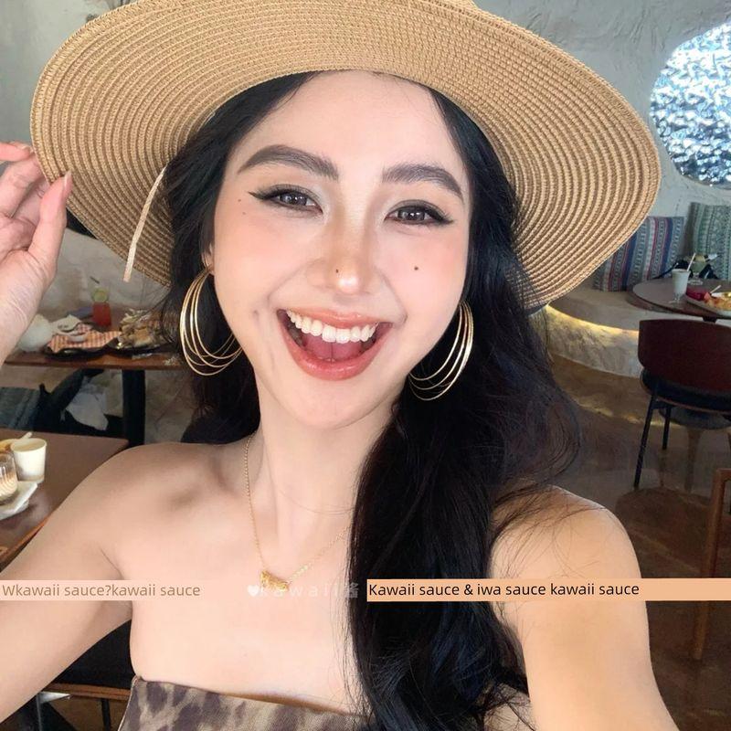 Millennium Sexy Style Gold Multi-Layer round Ring Earrings Fashion Heavy Industry Metal Exaggerated Ear Studs Classy Design Earrings Gold Multi-Layered Hoop Earrings