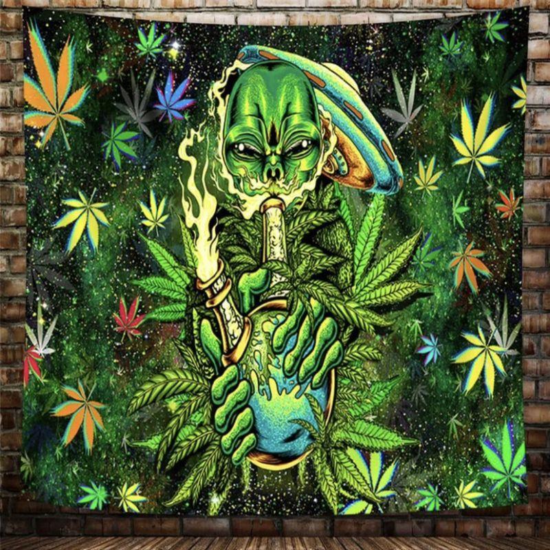 Psychedelic Alien Asaba Aesthetic Tapestry Hippie Bohemian Wall Mounted E-Sports Room Dormitory Party Background Home Decor