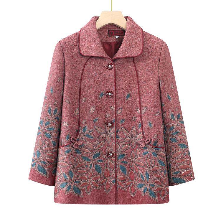 Mäntel für ältere Mütter, Herbst- und Winter-Neuheiten für ältere Menschen, Strickjacken für alte Damen, Herbstliches Revers-Top-Set für Oma