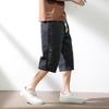 Sommer Herren Jeans Denim Reithose Wadenlange Casual Shorts Gewaschene Baumwolle Kordelzug Gerade Caprihose Große Größe 8XL