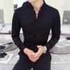 Trendy Stand-Collar Men's Patchwork Long-Sleeve Shirt - Three Colors, Plus Size, Hairstylist KTV Workwear Top