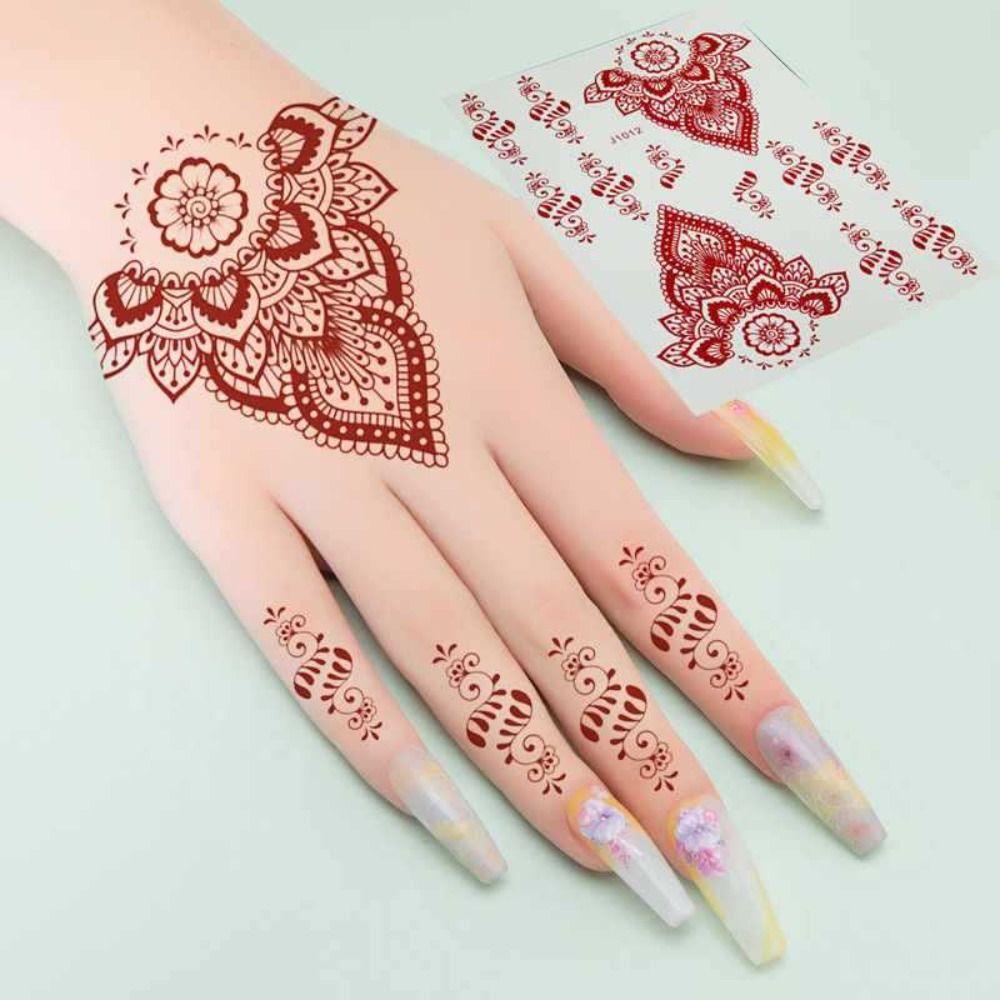 9pcs Lace Hollow Lace Fake Tattoos Indian Style Flower Fake Tattoos Hand Tattoo Stickers Wedding