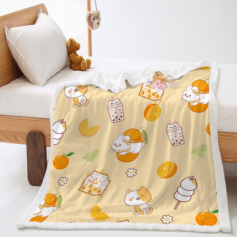 Blanket Cute Illustration Korean Blanket Lamb Fleece Crystal Fleece Blanket Four Seasons