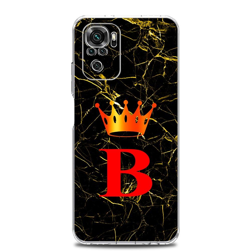 Phone Case For Xiaomi Redmi Note 15 14 13 12 4G 10 11 Pro Plus 5G 14C 13C 12C 10C TPU Cover Luxury Marble Letter A B Crown
