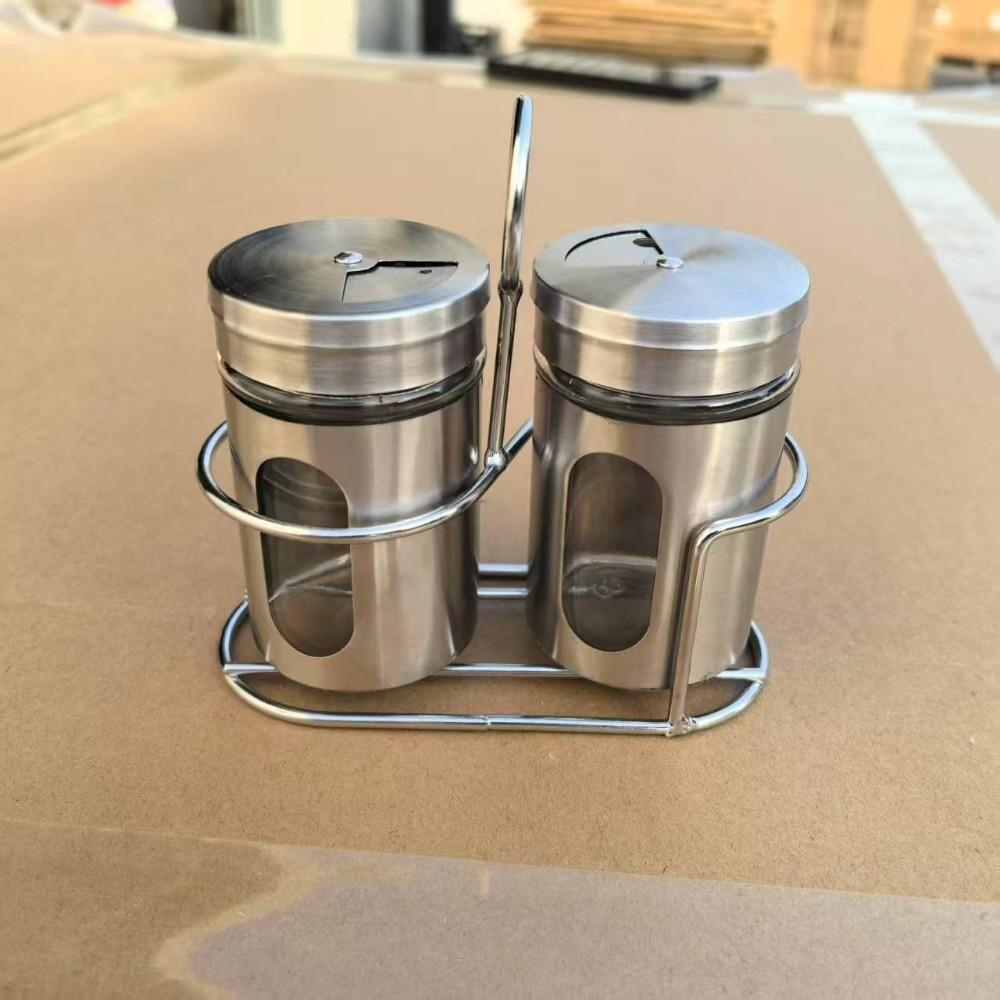 Portable Stainless Steel Seasoning Jars Glass Visiable Spreading Bottle Rotating Multifunction Spice Shaker Kitchen Organizer