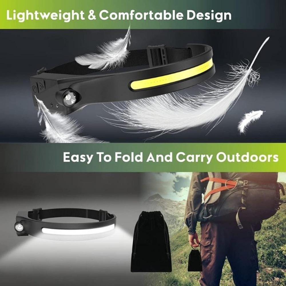 USB Rechargeable LED Sensor Headlamp XPE+COB Headlight Head Torch Work Light Waterproof Headlamp for Fishing Camping Lantern