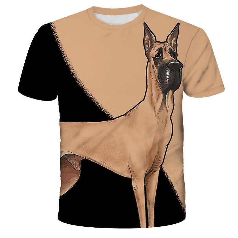 Summer Round Neck Animal Dog Pattern 3D Print Top Fashionable Casual Short Sleeved Men's T-shirts