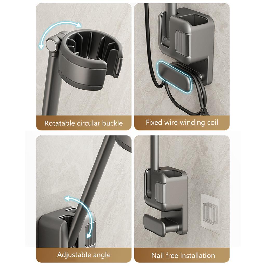 Blow Dryer Stand Wall Mounted Hair Straightener Stand Bathroom Hairdryer Storage Rack for Home and Salon Use
