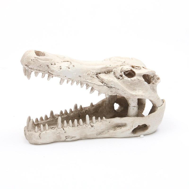 Resin Crocodile Skull Hideout Ornament Reptile Shelter Fish Tank Aquarium Landscaping Decor Aquatic Terrarium