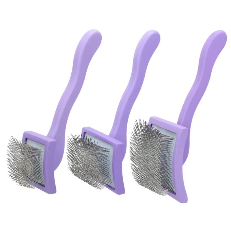 High Quality Custom Logo Dog Grooming Brush Long Pin Needle Stainless Steel Slicker Cat Dog Hair Removal Wood Pet Combs Soft Box
