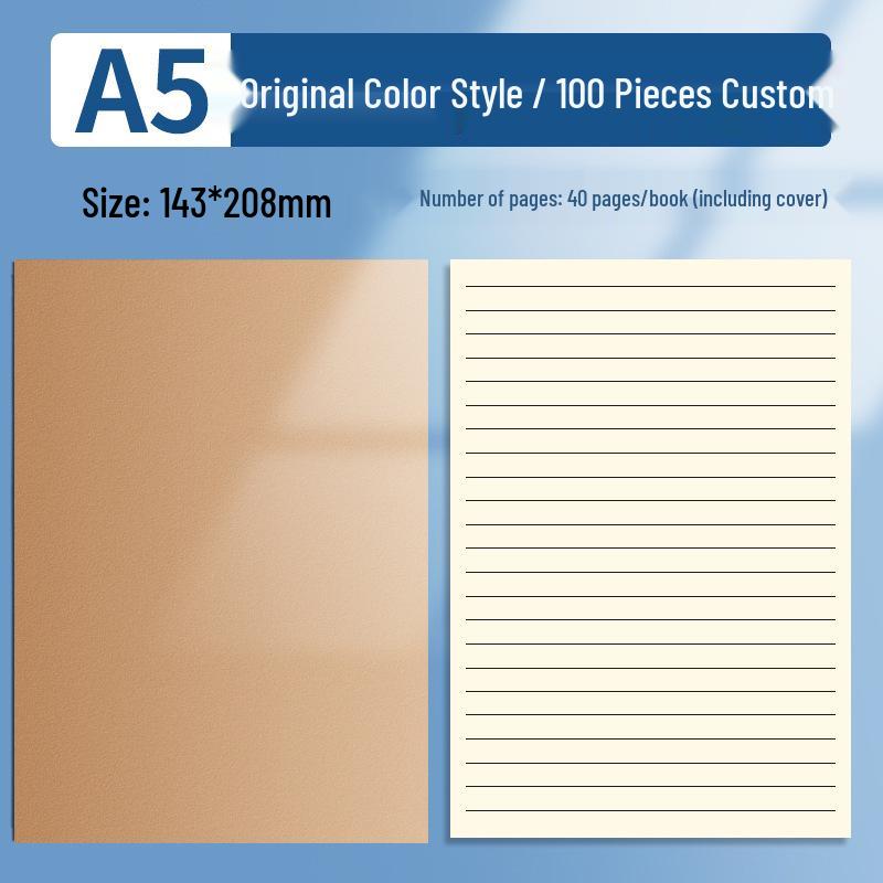 A5B5 Custom Solid Color Notebook with Printable Logo - Thick Pages for Business Diary or Office Use
