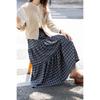 Korean Style Retro Plaid Midi Skirt