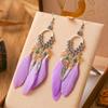 New Earrings with Fashionable Waterdrop Diamond-studded Feather Earrings