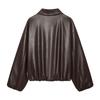 European and American style, new women's clothing, fashionable and versatile, simple and versatile imitation leather bomber jacket