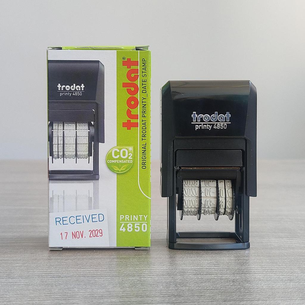 Trodat 4850 Self-Inking Date Stamp with Bilingual Text