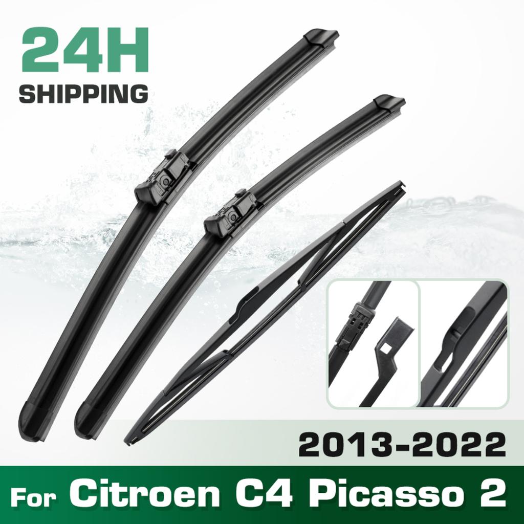 For Citroen C4 Picasso 2 2013-2022 2014 2015 2016 Wiper Front&Rear Wiper Blades Windshield Windscreen Window Brushes 30"+30"+14