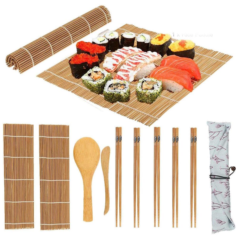 13Pcs/set Bamboo Sushi Making Kit Family   Party Homemade Sushi Gadget For Food Lovers