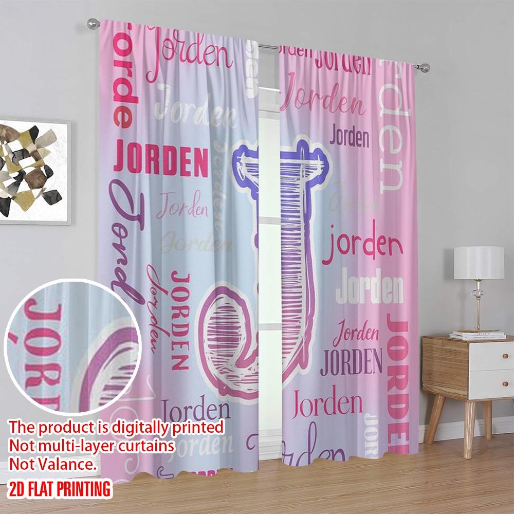 2pcs,2D Plane Printing Curtains Roller Blinds Jorden Collage Versatile Durable Polyester (without Rod) Home Decor for Living