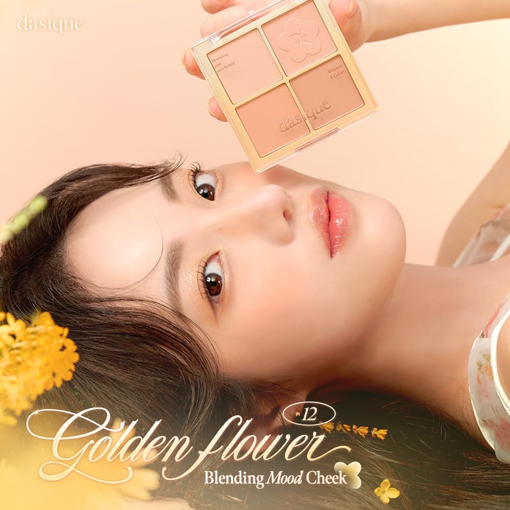 Official Daisyk Blending Mood Cheek Blending Mood Palette Golden Cheek/Blusher Palette/4-Color Blusher/Warm Tones/Cool Tones/Cheek (12 Flowers)